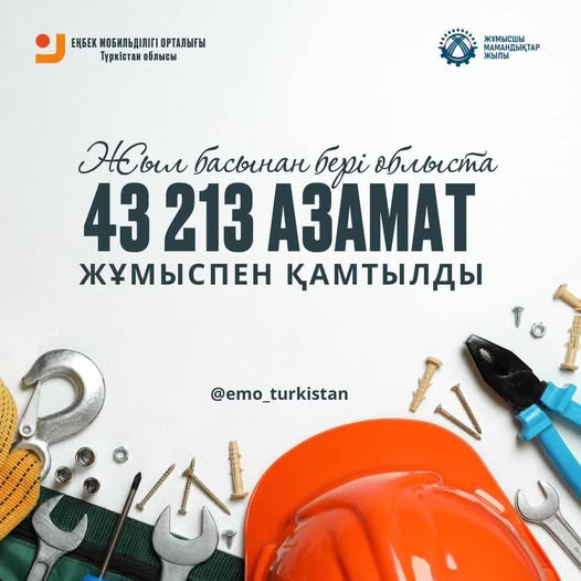 «10 МЫҢ ТҰРҒЫНҒА 100 ЖҰМЫС ОРНЫН АШУ» ЖОБАСЫМЕН ТҮРКІСТАН ОБЛЫСЫНДА 1465 ЖҰМЫС ОРНЫ ҚҰРЫЛДЫ