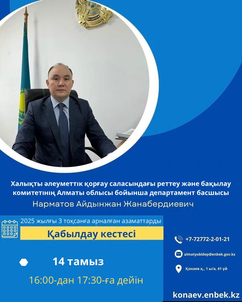 2025 жылғы 3 тоқсанға арналған азаматтарды қабылдау кестесі