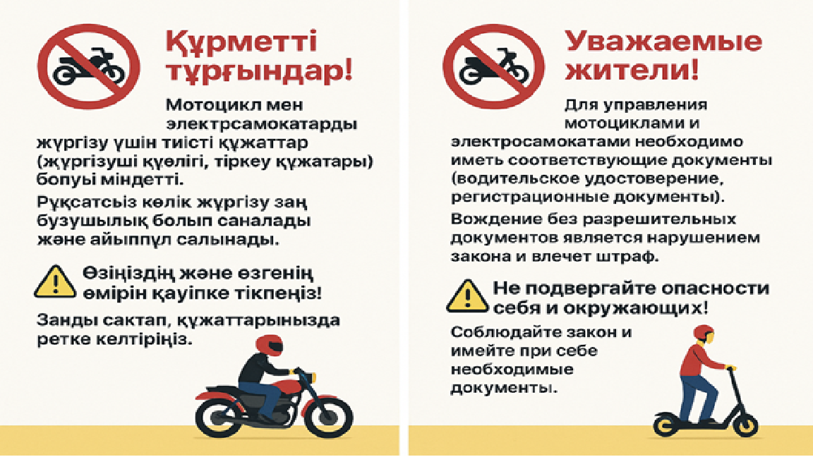 Мотоциклдер мен электр скутерлерді жүргізу ережелері