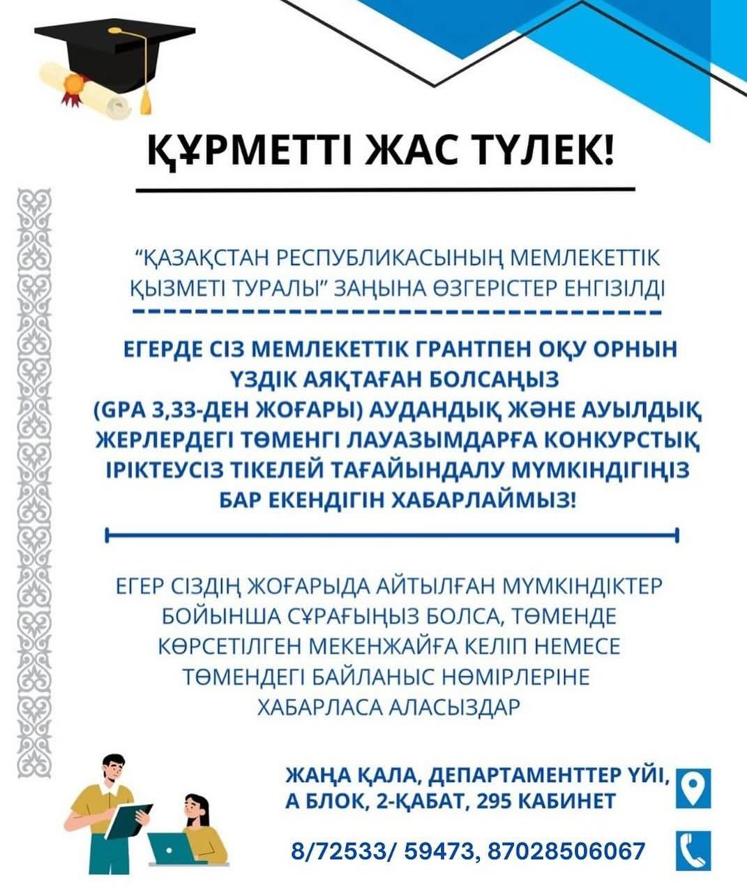 ҚҰРМЕТТІ ЖАС ТҮЛЕК!