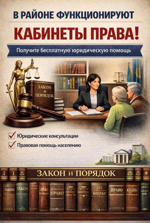 Ауданда құқық кабинеттері жұмыс істейді