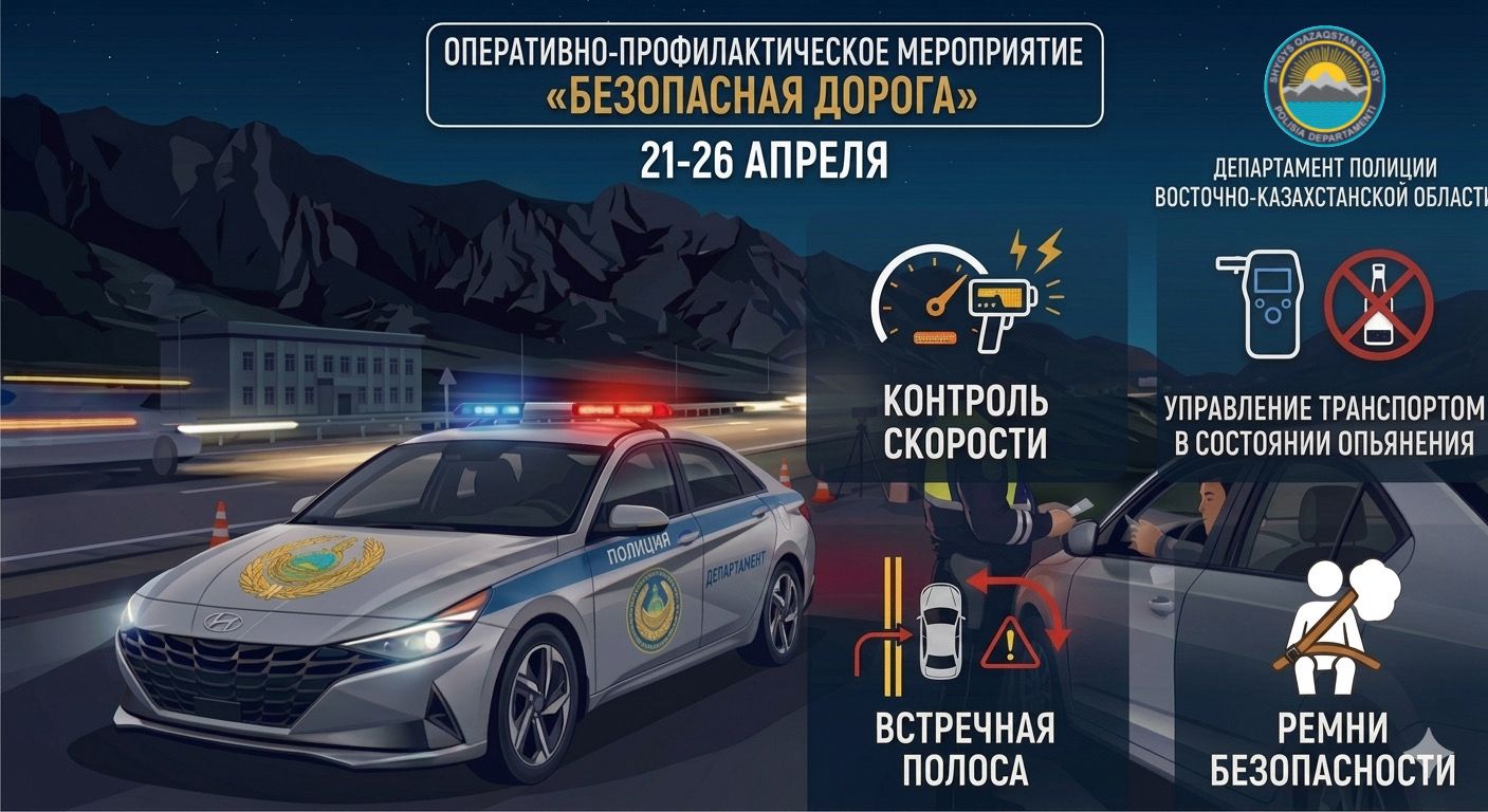Шығыс Қазақстан облысында «Қауіпсіз жол» жедел профилактикалық іс-шарасы басталды