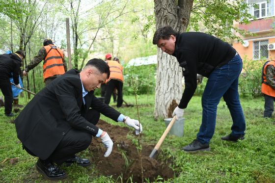 Жеңіс күні қарсаңында Ақтөбе қаласының Тұрғындар қалашығы ауданындағы «Жеңіс» саябағына 30 түп алма ағашы егілді.
