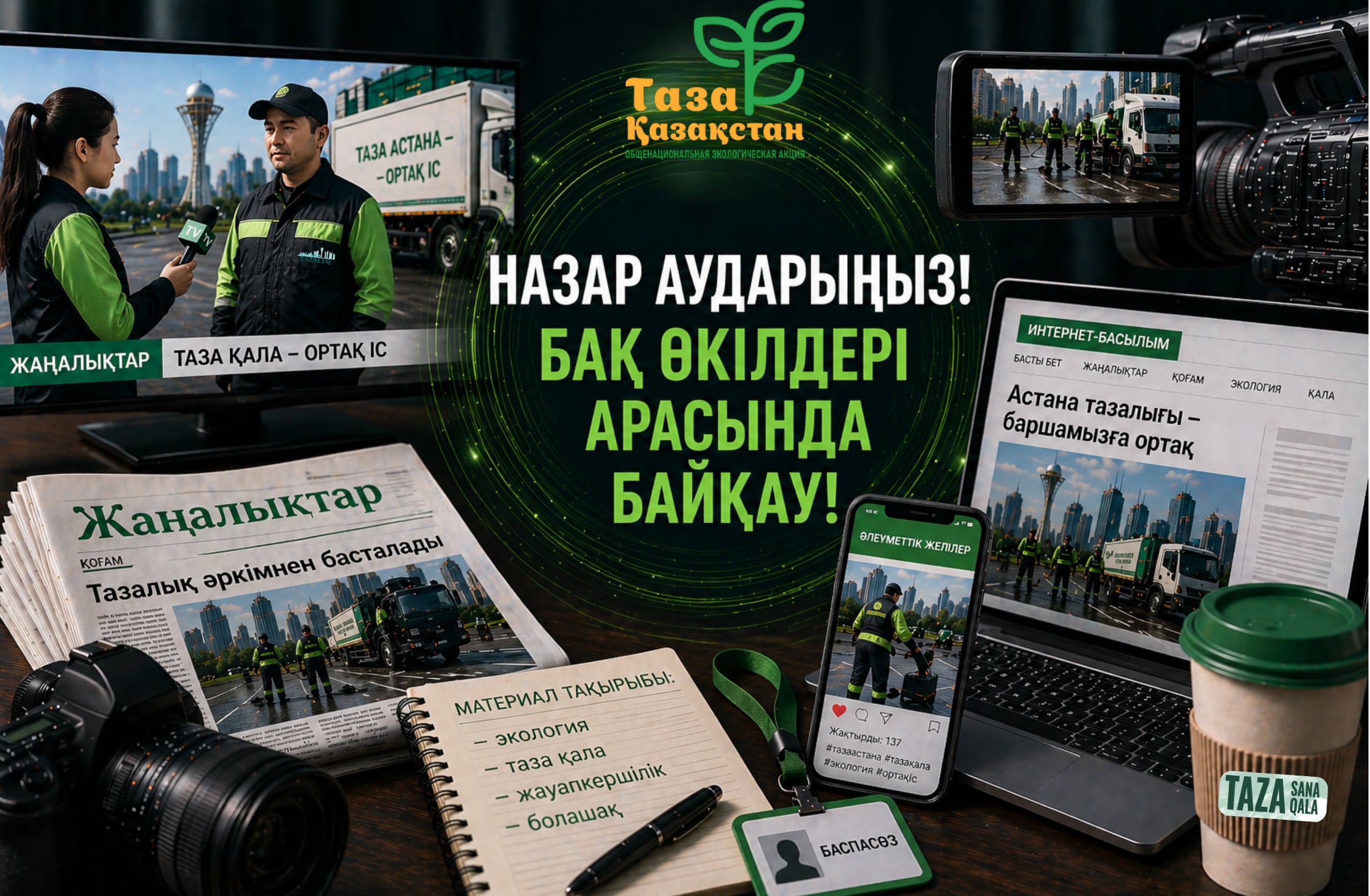 «Таза Қазақстан – Таза Астана»: Астана күніне орай БАҚ өкілдері арасында байқау жарияланды