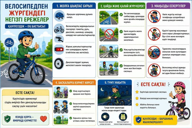 Полиция велосипедпен жүру кезінде қауіпсіздік талаптарын сақтауға шақырады