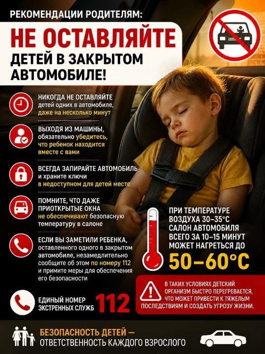 Ата-аналарға ұсыныс: Балаларды жабық көлікте қалдырмаңыз