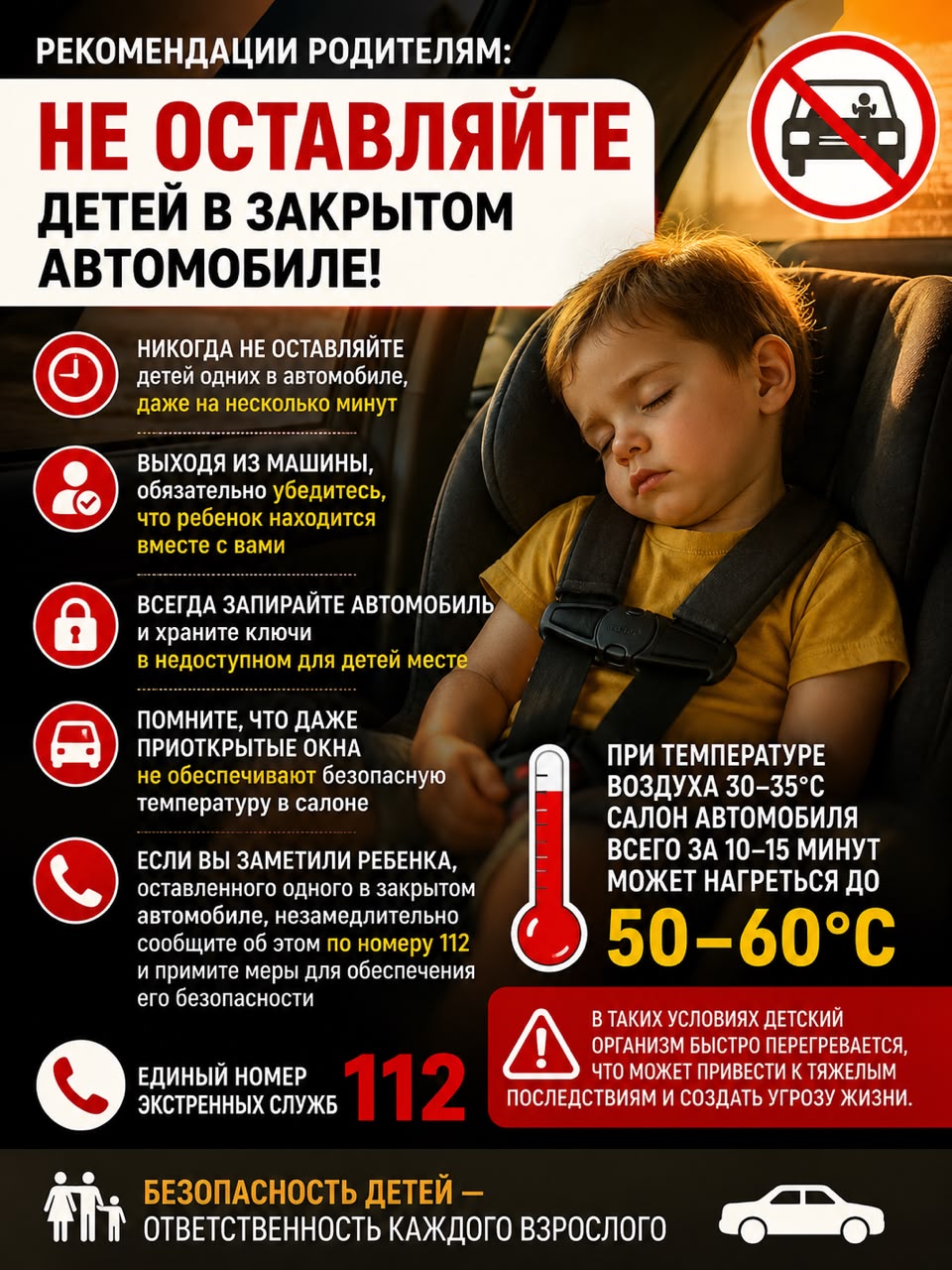 Ата-аналарға ұсыныс: Балаларды жабық көлікте қалдырмаңыз