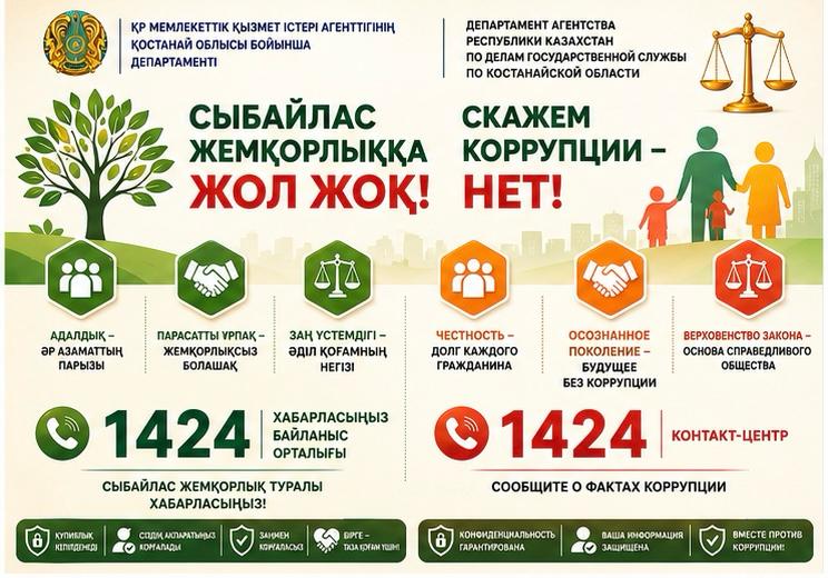 Сыбайлас жемқорлыққа жол жоқ!