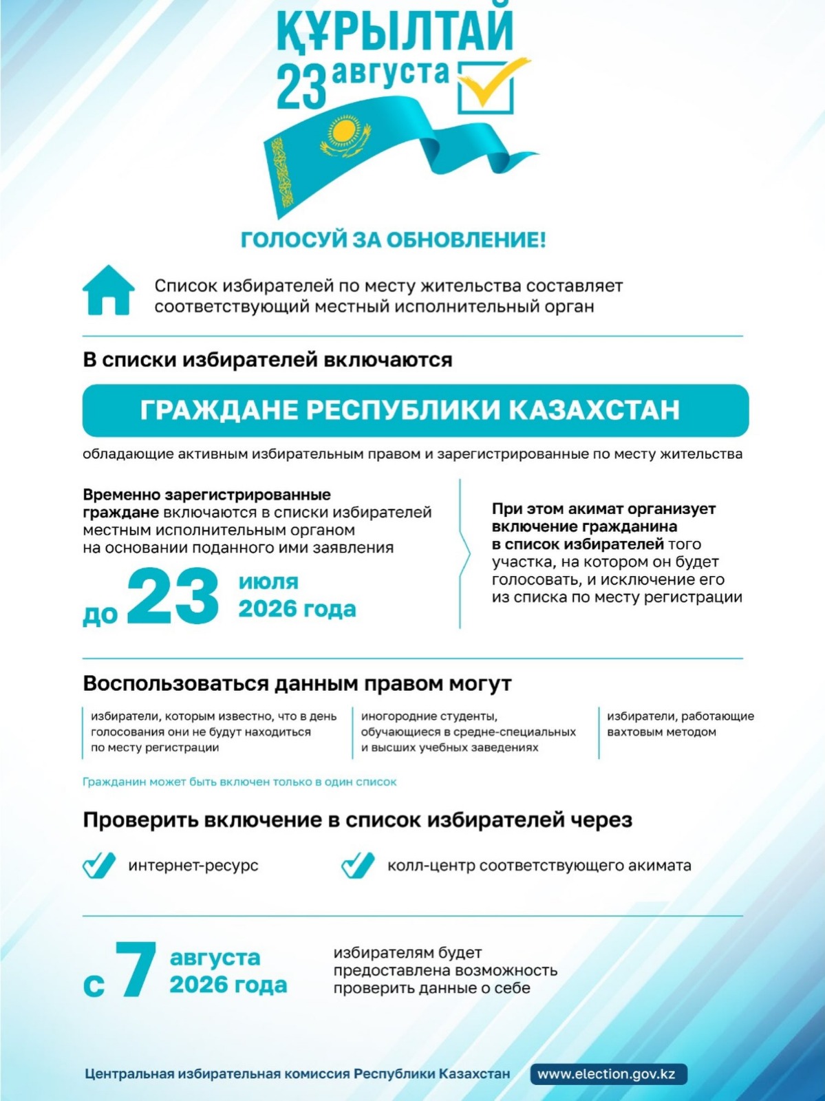 2026 жылғы 23 тамызда Қазақстан Республикасы Құрылтайының депутаттарын сайлау өтеді