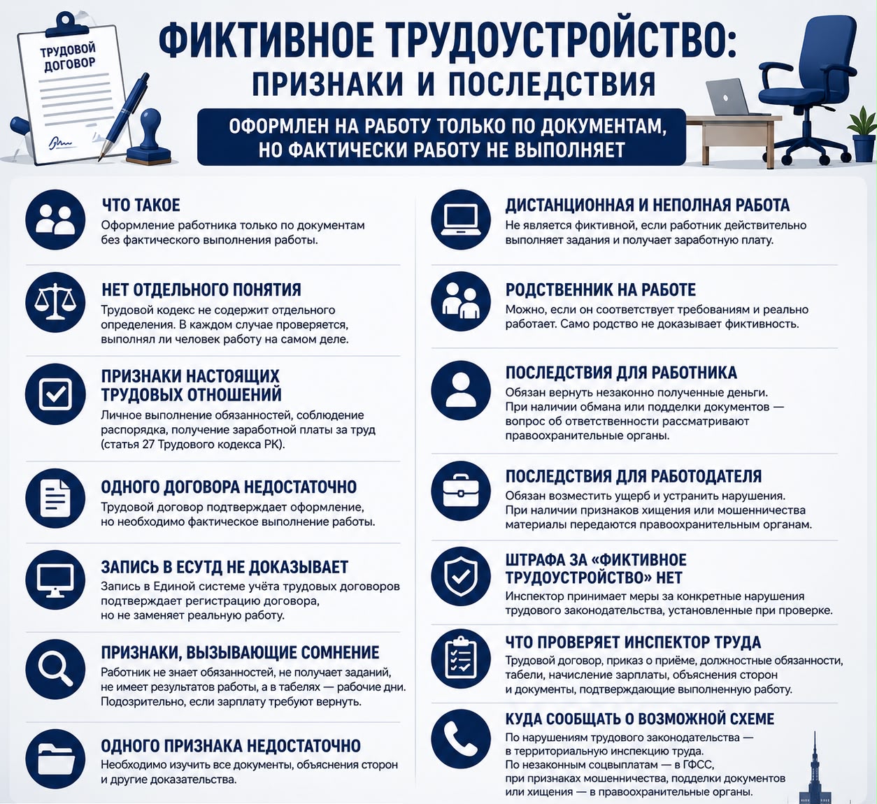 Жалған жұмысқа орналастыру: құжаттағы рәсімдеу мен нақты жұмысты ажырату маңызды