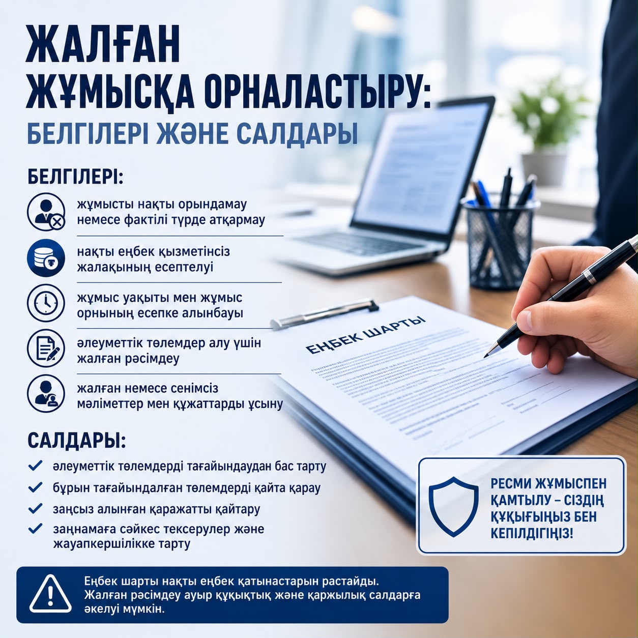 ЖАЛҒАН ЖҰМЫСҚА ОРНАЛАСТЫРУ: БЕЛГІЛЕРІ МЕН САЛДАРЫ