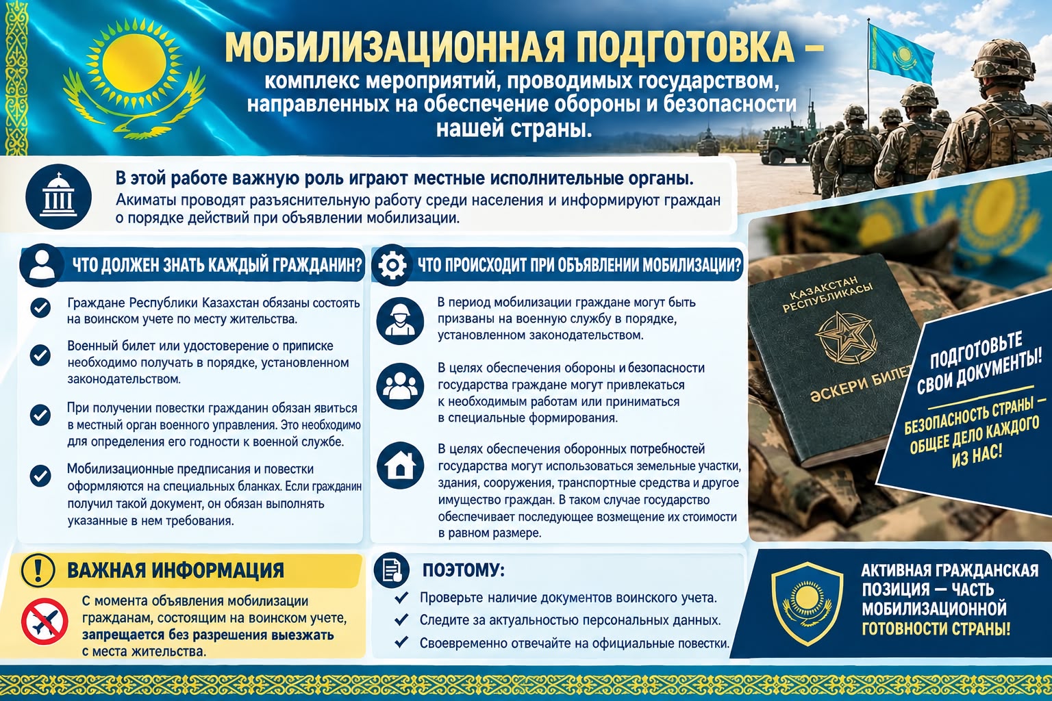 Мобилизациялық дайындық – мемлекеттің қорғанысы мен қауіпсіздігін қамтамасыз ету мақсатында жүргізілетін іс-шаралар кешені.