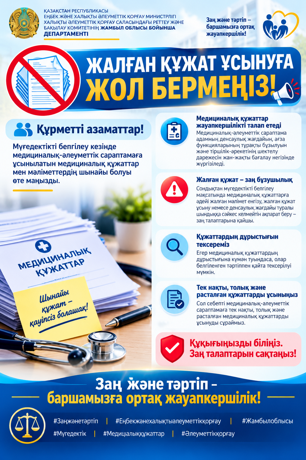 Жалған құжат ұсынуға жол бермеңіз!